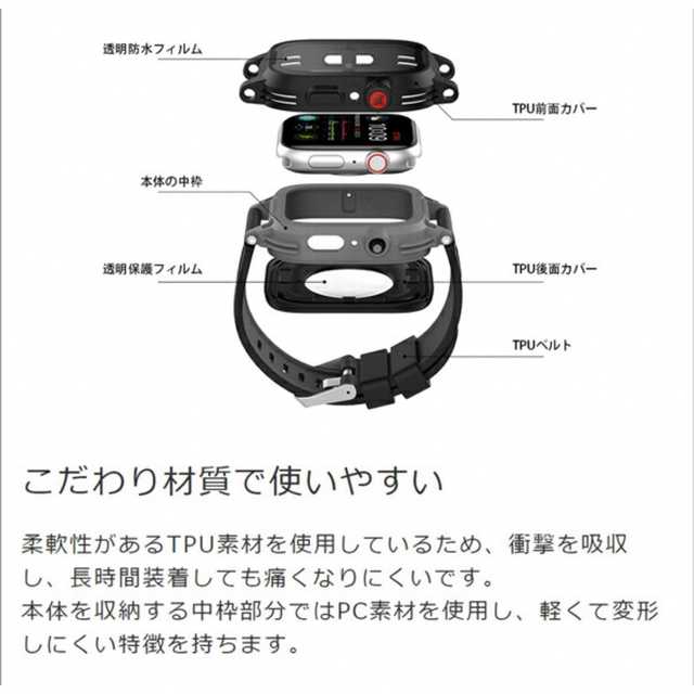 Apple Watch(アップルウォッチ)のApple Watch 44mm 4/5/6/SE用防水ケース スマホ/家電/カメラのスマホアクセサリー(モバイルケース/カバー)の商品写真