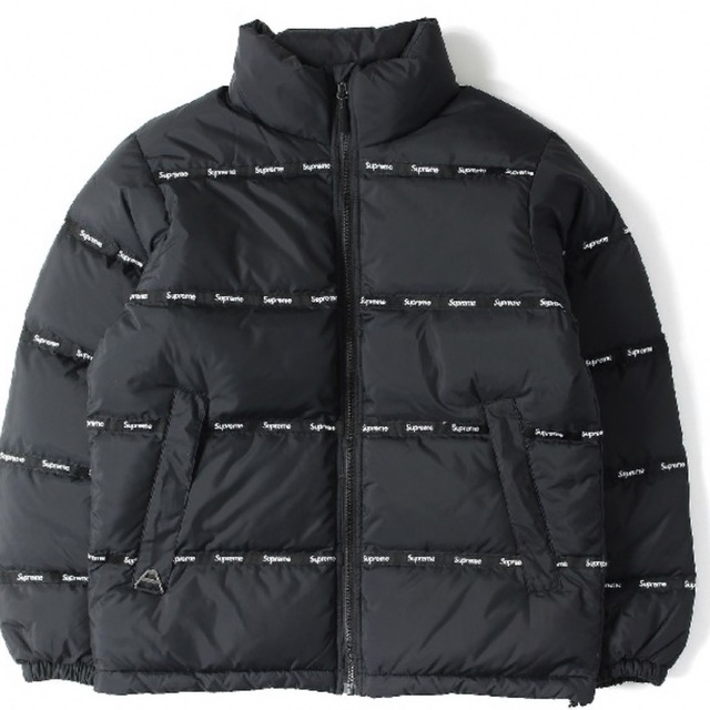 supreme logo tape puffy jacket ダウン16aw