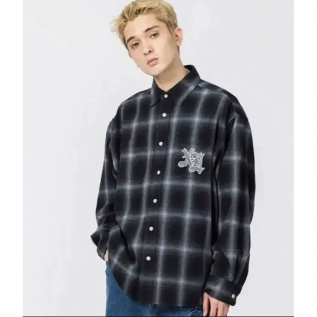 XLARGE オンブレシャツ ブラック XL 希少 ワッペン