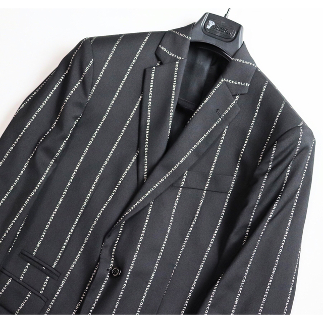ヴェルサーチ》新品 至高の1着 ロゴ総柄 ウール2Bスーツ 50(W89)-