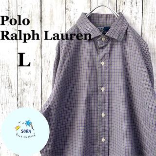 ポロラルフローレン(POLO RALPH LAUREN)の【美品古着】PoloRalphLaurenラルフローレンチェックシャツ Lサイズ(シャツ)