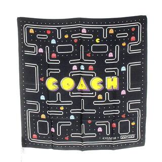 コーチ(COACH)のコーチ COACH パックマン スカーフ シルク 絹 黒(バンダナ/スカーフ)