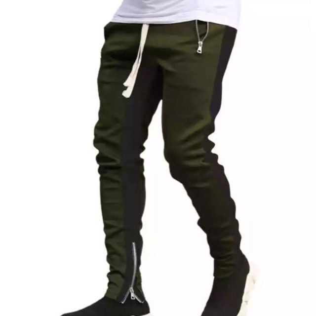 ジョガーパンツ　ライン　スキニー　スウェット　メンズ　レディース　XXLカーキ メンズのパンツ(その他)の商品写真