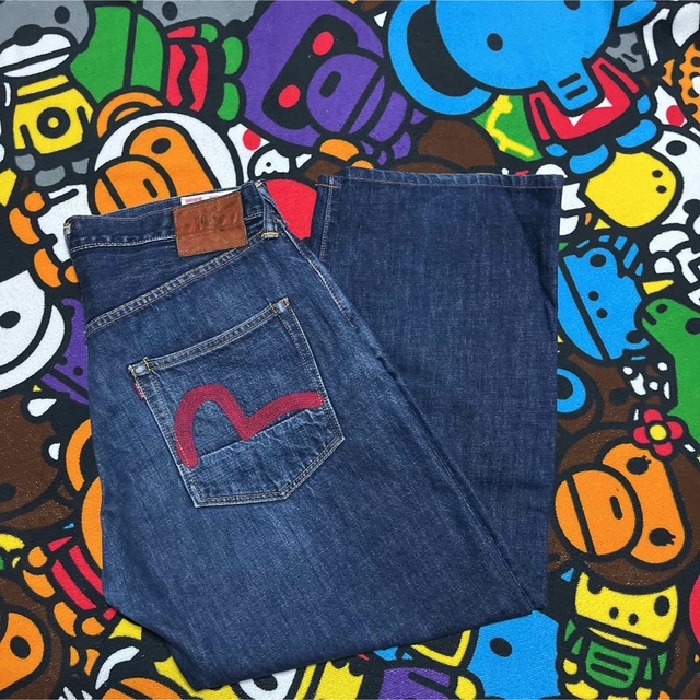 EVISU 2001 No.2 デニム パンツ DENIM 刺繍 カモメ 赤-