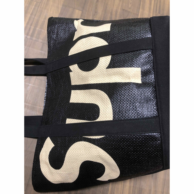 Supreme raffia tote bag 黒　極美品