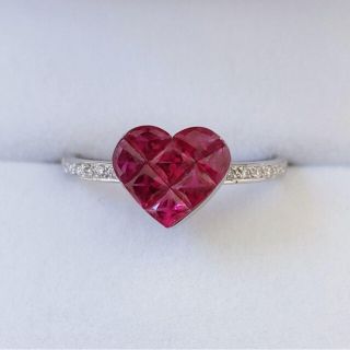 ダイヤモンド×ルビー ミステリーセッティング リング K18WG 1.20ct(リング(指輪))