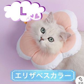 Lサイズ コーラルピンク ソフトエリザベスカラー ペット用フラワー型 犬猫用(猫)