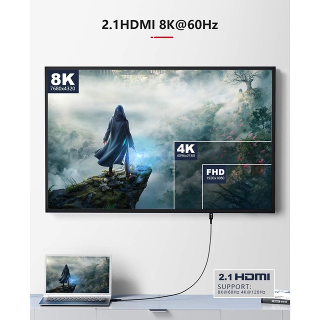 ❣️ラスト1点❣️NIMASO 8K HDMI ケーブル HDMI 2.1 スマホ/家電/カメラのテレビ/映像機器(映像用ケーブル)の商品写真