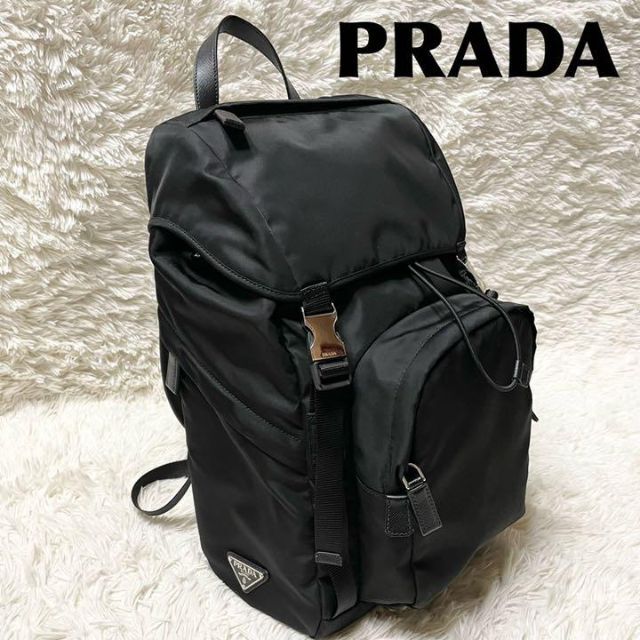 満点の PRADA - サイドロゴ ナイロン バックパック リュック プラダ