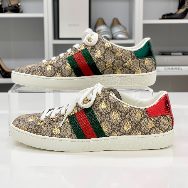 GUCCI グッチ メンズ Ace ファー BEE刺繍 スニーカー 8 27cm