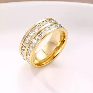 ☆ゴールド☆2連人工ダイヤモンド 指輪 レディースリング(リング(指輪))