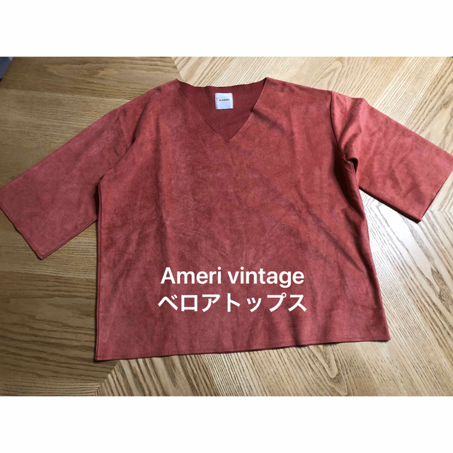 Ameri VINTAGE(アメリヴィンテージ)のAmeri(アメリ) 7分袖のベロアトップス レディースのトップス(カットソー(長袖/七分))の商品写真