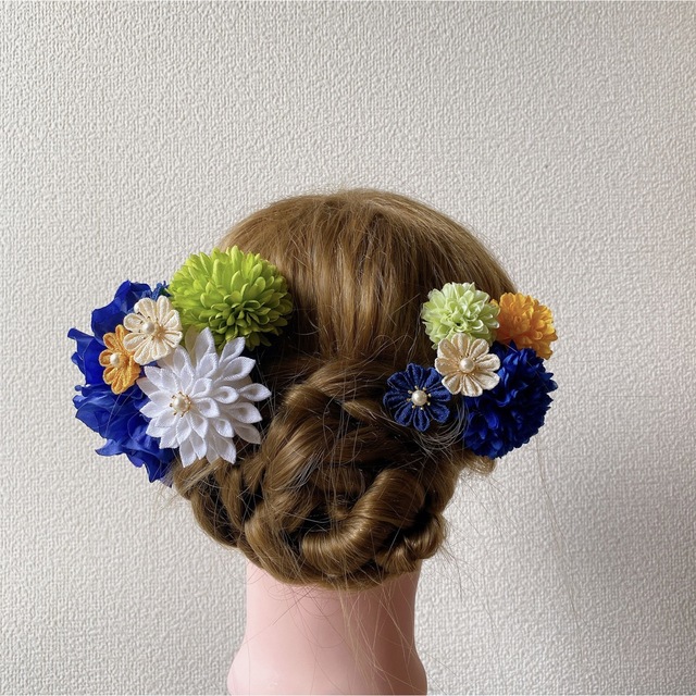 つまみ細工と造花の髪飾り(9)