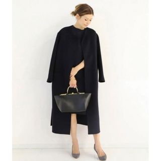 Deuxieme Classe・victorian リバーロングノーカラーコート | www