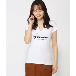 ゲス(GUESS)の【ホワイト(G011)】(W)Anise Logo Tee(カットソー(長袖/七分))