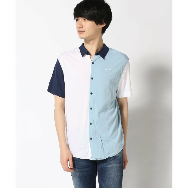 GUESS(ゲス)の【ブルー(G7R1)】【M】(M)Erewhon Colorblock Plain メンズのトップス(シャツ)の商品写真