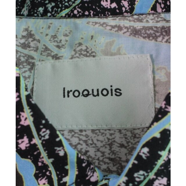iroquois カジュアルシャツ 1(S位) 黒x水色xピンク(総柄)