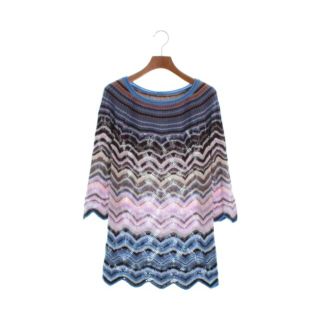 ミッソーニ(MISSONI)のMISSONI ニット・セーター 40(M位) 青x茶xピンク等(総柄) 【古着】【中古】(ニット/セーター)