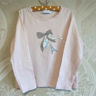 タルティーヌ エ ショコラ(Tartine et Chocolat)の【タルティーヌエショコラ】カットソー　リボン柄　ピンク　120cm(Tシャツ/カットソー)