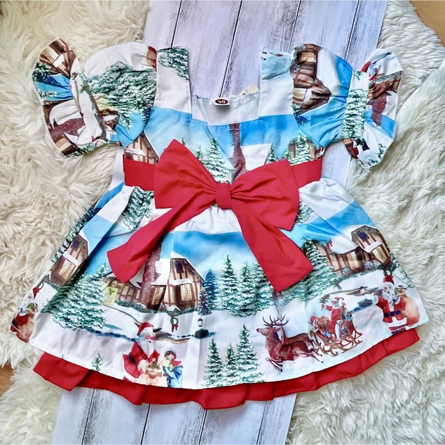 クリスマス ドレス ワンピース  女の子 サンタ ドレス 北欧 キッズ 服 キッズ/ベビー/マタニティのキッズ服女の子用(90cm~)(ワンピース)の商品写真