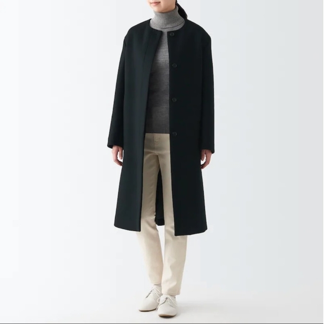 MUJI (無印良品) - ウール混ノーカラーコートの通販 by りぼん's MUJI (無印良品) - ウール混ノーカラーコートの通販 by りぼん's