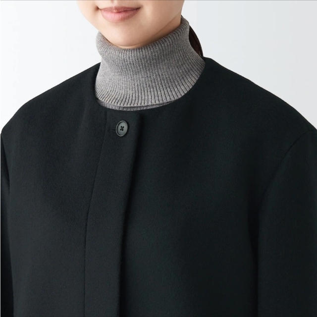 MUJI (無印良品) - ウール混ノーカラーコートの通販 by りぼん's MUJI (無印良品) - ウール混ノーカラーコートの通販 by りぼん's