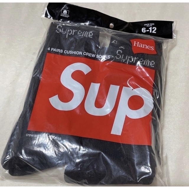 新品 ♡ Supreme×Hanes CREW ソックス　靴下　黒 4足