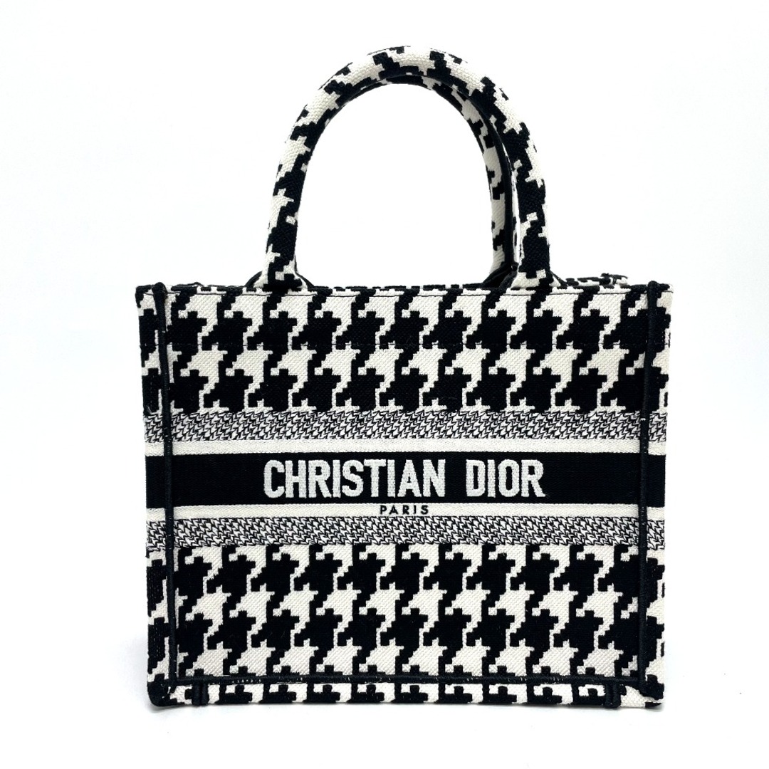Dior - ディオール Dior ブックトート スモール 千鳥格子 ハンドバッグ マクロ ハウンドトゥース エンブロイダリー トートバッグ キャンバス ブラック/ホワイト