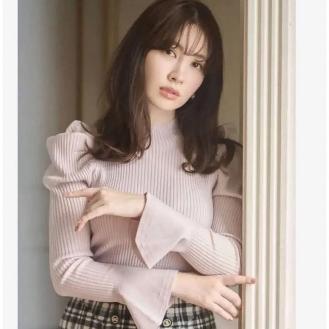 Her lip to(ハーリップトゥ)のHer lip to Volume Sleeve Rib Knit petal レディースのトップス(ニット/セーター)の商品写真