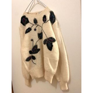 サンタモニカ(Santa Monica)のused モヘア混♡刺繍デザイン レトロニットセーター ビンテージニットセーター(ニット/セーター)