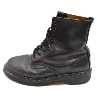 ドクターマーチン(Dr.Martens)のDr.Martens ドクターマーチン 8ホール レースアップ レザー ブーツ ブラック/レッド(ブーツ)