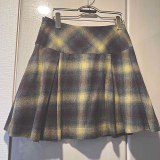 クローラ(CROLLA)の美品　スカート　チェック　イエロー　グレー　38 クローラ(ひざ丈スカート)