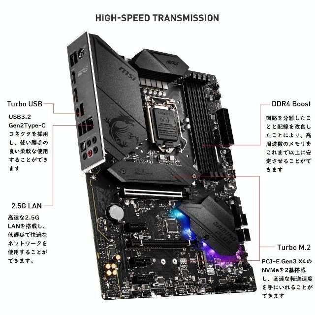 MSI MPG Z490 GAMING PLUS マザーボード ATX 8