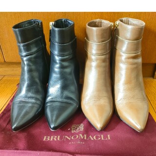 ブルーノマリ(BRUNOMAGLI)のブルーノマリ ショートブーツ 2足セット 33 - レザー 黒とブラウン(ブーツ)