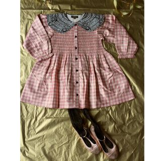 キャラメルベビー&チャイルド(Caramel baby&child )のPink lurex vichy tunic (ワンピース)