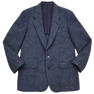 希少 Harris Tweed ハリスツイード地ブルーツイードジャケット A7