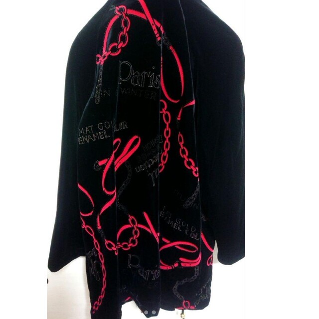 日本製 ヴィンテージ レトロ ベロア コート ブラック ゴスロリ 赤 小松菜奈 レディースのジャケット/アウター(その他)の商品写真
