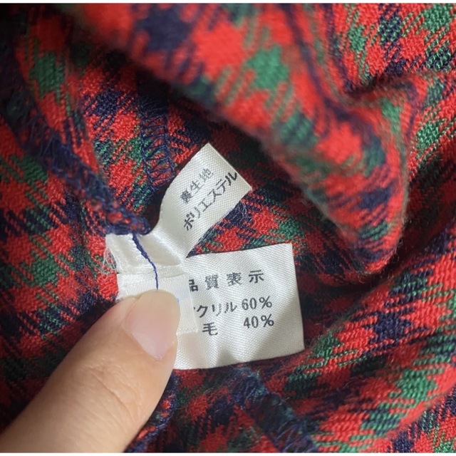 【美品】ファミリア 赤チェックワンピース 90