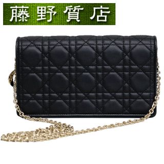 ディオール(Dior)の（美品）クリスチャン ディオール Christian Dior チェーンウォレット ショルダー 2way S0204 ONMJ 黒 財布 カナージュ 斜め掛け 8127(財布)