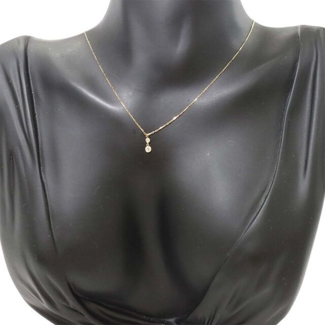agete - アガット agete ダイヤ 0.15ct ネックレス 44cm K18 YG
