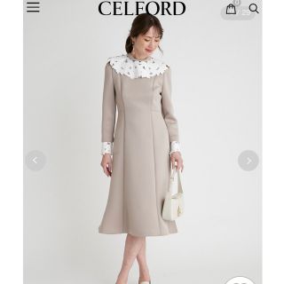 CELFORD セルフォード 38 レース衿マーメイドワンピース ネイビー