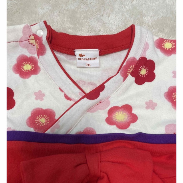 AEON(イオン)の袴ロンパース　赤 キッズ/ベビー/マタニティのベビー服(~85cm)(和服/着物)の商品写真