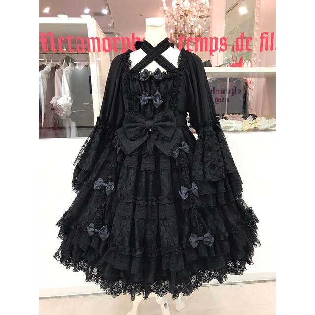 新品 未使用】metamorphose 薔薇の花嫁ドレス ボンネット セット黒-