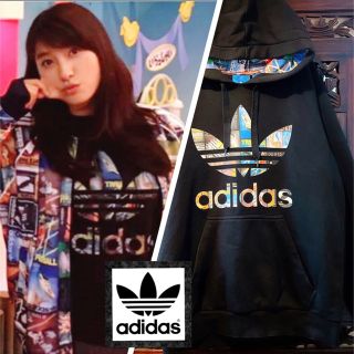 アディダス(adidas)のアディダス オリジナルス 土屋太鳳 カタログ柄 ロゴづくし パーカー ジャージ(パーカー)