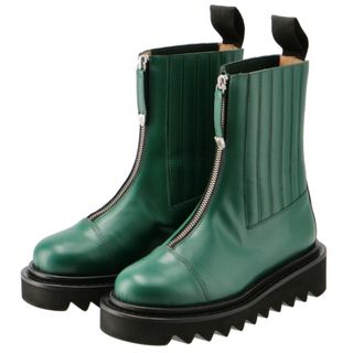 トーガ プルラ TOGA PULLA レザー メタル ジップブーツ レディース シューズ 靴 グリーン AJ1207 3105
