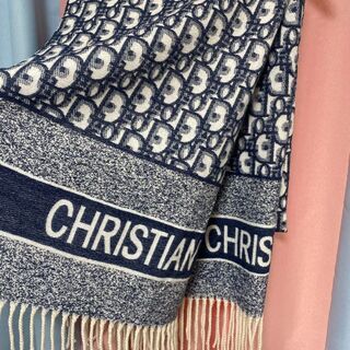 Christian Dior - ✳︎美品✳︎Dior:ロゴ入りマフラー(ネイビー色文字 