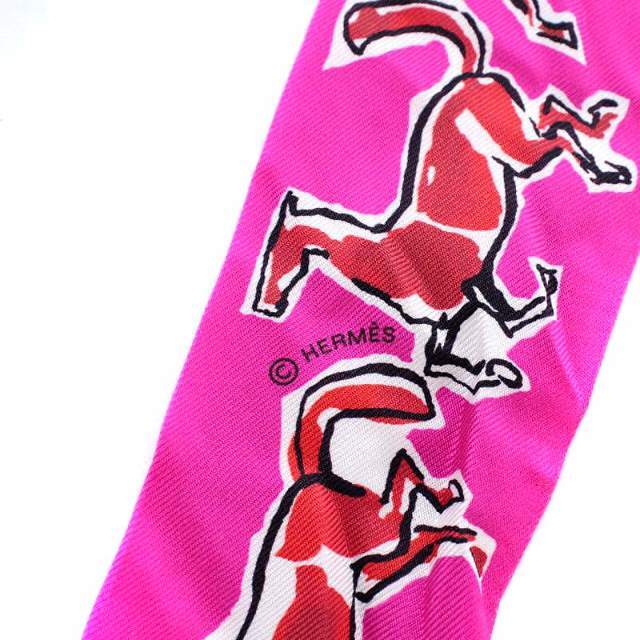 Hermes(エルメス)のエルメス 自由の馬 ツイリースカーフ シルク 絹 ピンク レディースのファッション小物(バンダナ/スカーフ)の商品写真