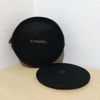 シャネル(CHANEL)のシャネル  メッシュポーチ &ミラー  ブラック(ボトル・ケース・携帯小物)