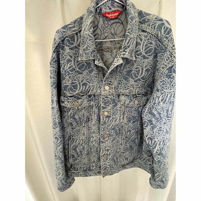 Supreme Script Jacquard Denim Jacket XL