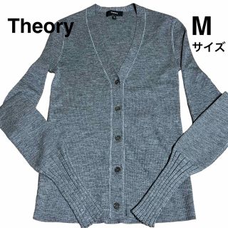 セオリー(theory)のTheory　セオリー細リブ ニットカーディガン 36グレー(カーディガン)